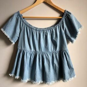 ✨Forever 21 | Off-The-Shoulder Denim Top - Small